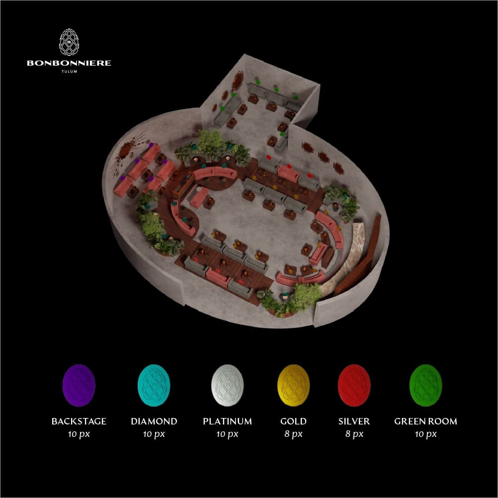 D'Cave Nightclub Cancún - Layout map and area distribution